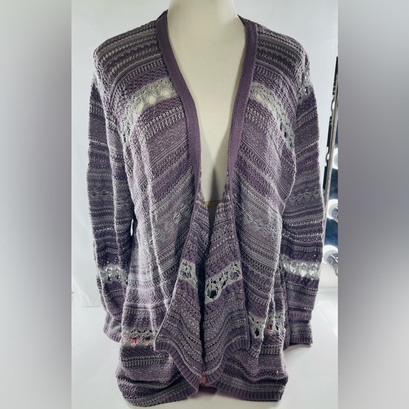 SONOMA PURPLE GRAY KNIT CARDIGAN SIZE WOMENS LARGE - Picture 1 of 8
